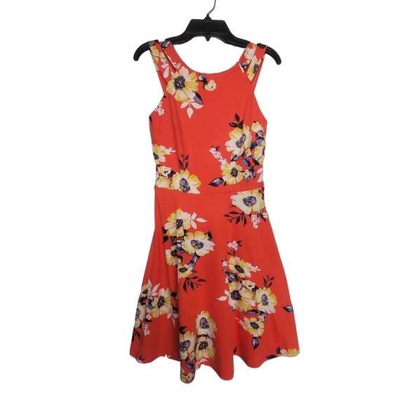Iz Byer Dresses & Skirts - New SZ XS dress IZ Byer Orange Floral Double Strapped Sundress Red stretch Midi